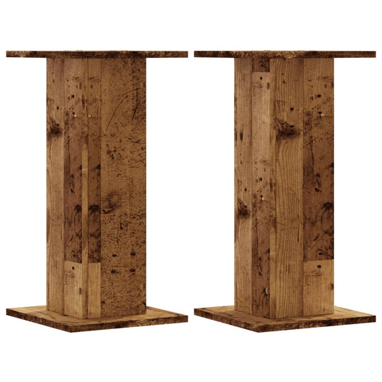 Vidaxl plantenstandaards 2 st 30x30x60 cm bewerkt hout oud houtkleurig