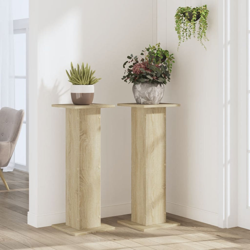 Load image into Gallery viewer, Vidaxl plantenstandaards 2 st 30x30x80 cm bewerkt hout sonoma eiken
