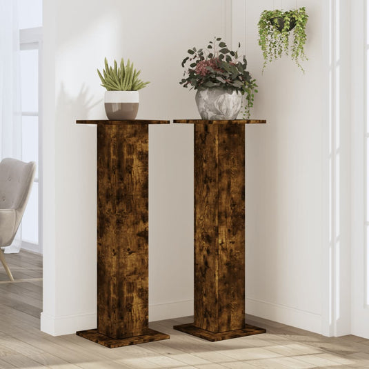 Vidaxl plantenstandaards 2 st 30x30x95 cm bewerkt hout gerookt eiken