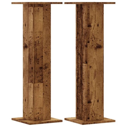Vidaxl plantenstandaards 2 st 30x30x95 cm bewerkt hout oud houtkleurig