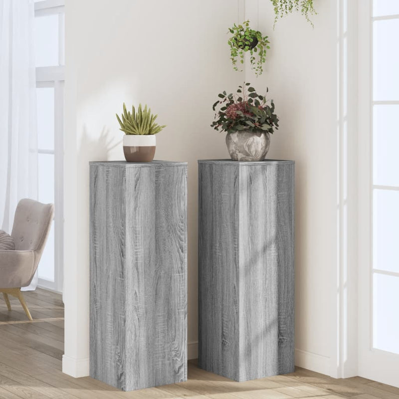 Load image into Gallery viewer, VidaXL Plantenstandaards 2 st 33x33x100 cm bewerkt hout grijs sonoma
