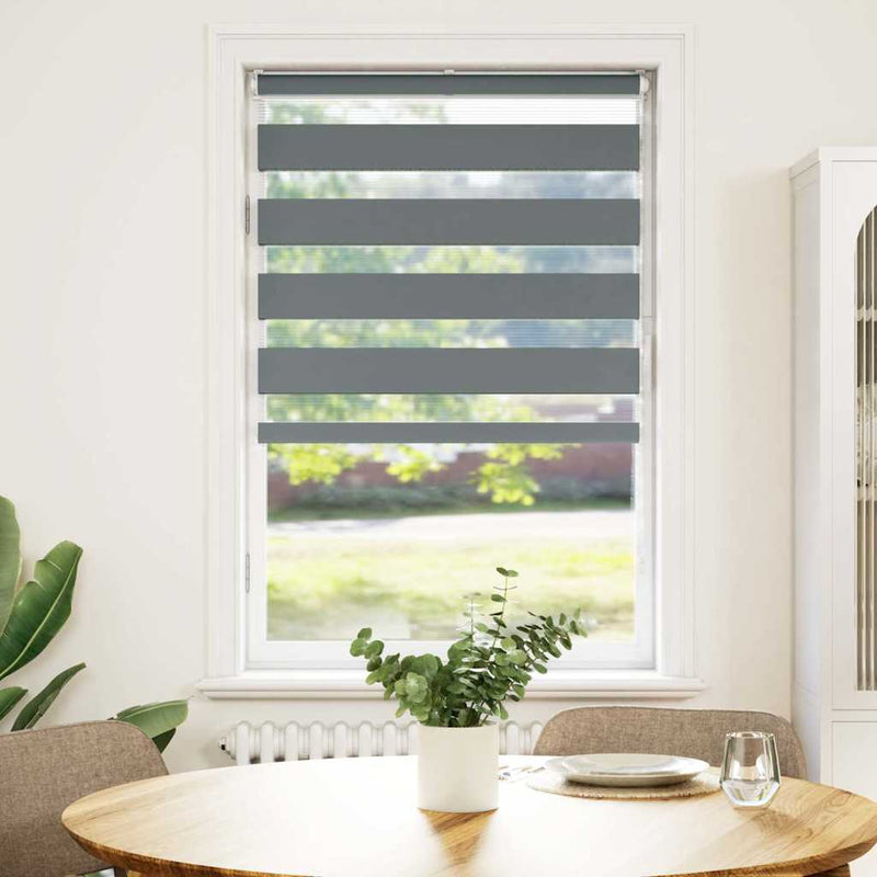 Load image into Gallery viewer, Vidaxl zebra rolgordijn 75x100 cm stofbreedte 70,9 cm donkergrijs
