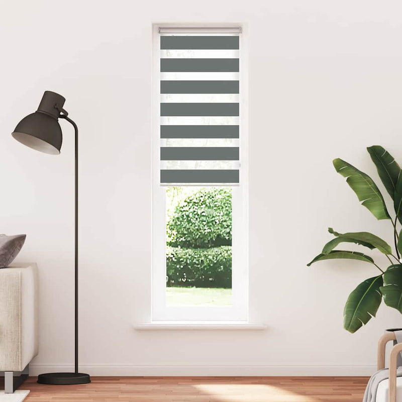 Load image into Gallery viewer, Vidaxl zebra rolgordijn 65x200 cm stofbreedte 60,9 cm donkergrijs
