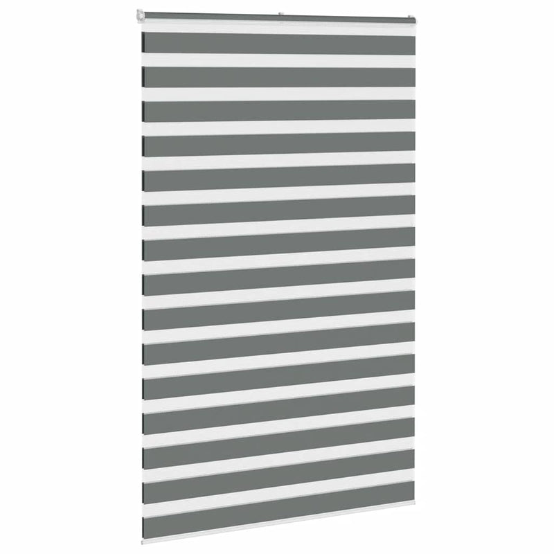 Afbeelding laden in galerijviewer, Vidaxl zebra rolgordijn 150x230 cm stofbreedte 145,9 cm donkergrijs
