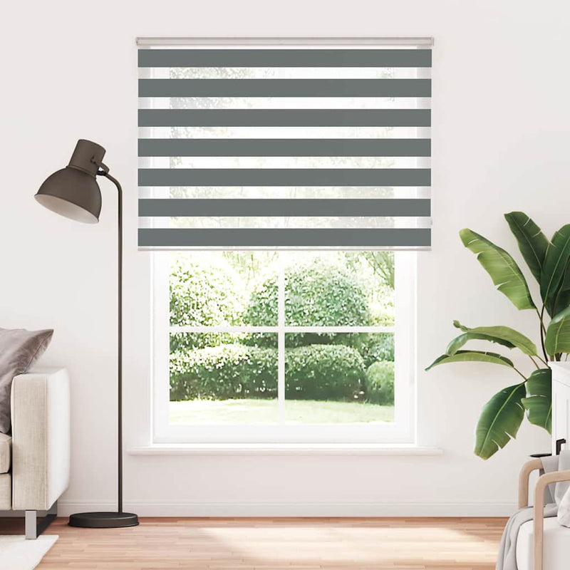 Afbeelding laden in galerijviewer, Vidaxl zebra rolgordijn 155x230 cm stofbreedte 150,9 cm donkergrijs

