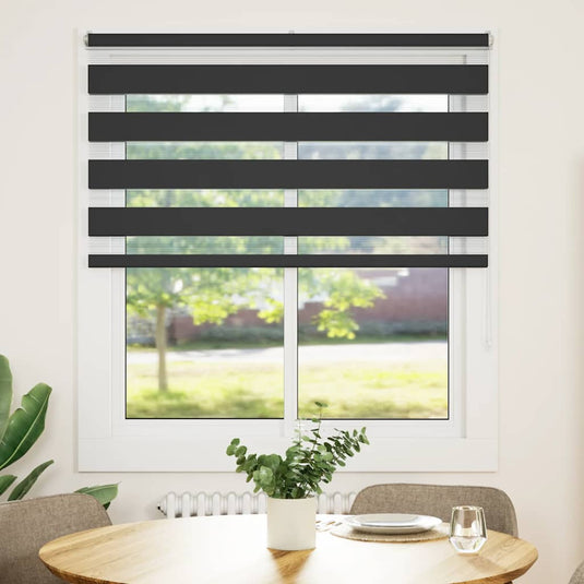 Vidaxl zebra rolgordijn 125x150 cm stofbreedte 120,9 cm zwart