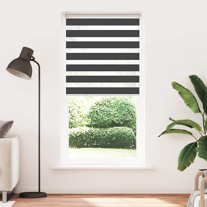 Afbeelding laden in galerijviewer, Vidaxl zebra rolgordijn 105x200 cm stofbreedte 100,9 cm zwart
