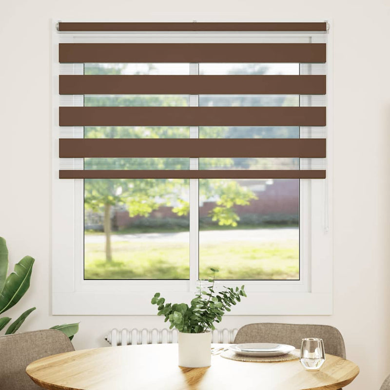 Load image into Gallery viewer, Vidaxl zebra rolgordijn 130x100 cm stofbreedte 125,9cm polyester bruin
