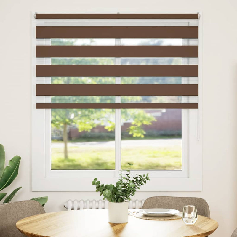 Load image into Gallery viewer, Vidaxl zebra rolgordijn 135x100 cm stofbreedte 130,9cm polyester bruin
