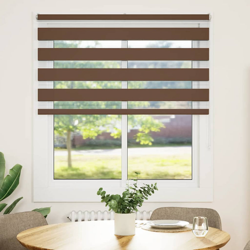 Load image into Gallery viewer, Vidaxl zebra rolgordijn 135x150 cm stofbreedte 130,9cm polyester bruin

