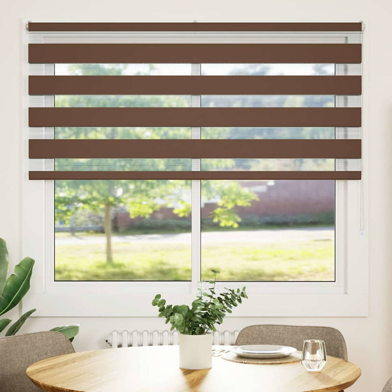 Load image into Gallery viewer, Vidaxl zebra rolgordijn 160x150 cm stofbreedte 155,9cm polyester bruin
