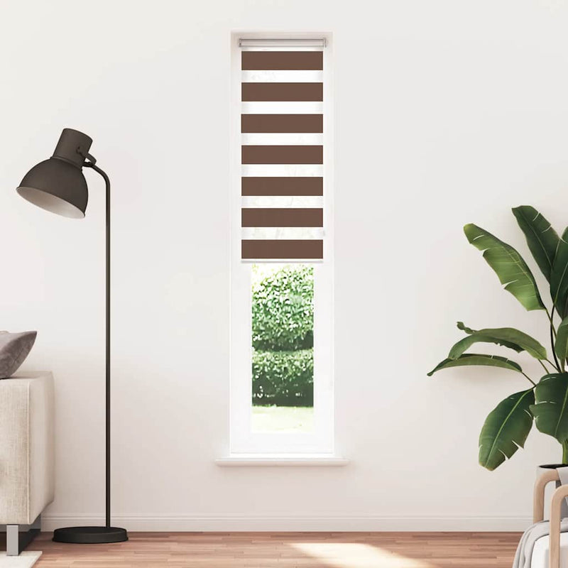 Load image into Gallery viewer, Vidaxl zebra rolgordijn 40x200 cm stofbreedte 35,9 cm polyester bruin
