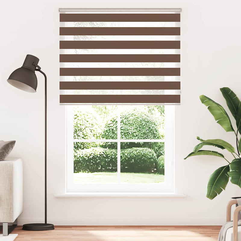 Load image into Gallery viewer, Vidaxl zebra rolgordijn 145x200 cm stofbreedte 140,9cm polyester bruin
