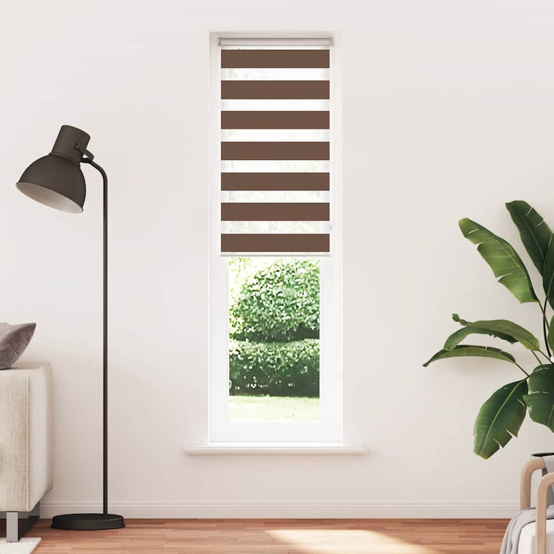 Load image into Gallery viewer, Vidaxl zebra rolgordijn 65x230 cm stofbreedte 60,9 cm polyester bruin
