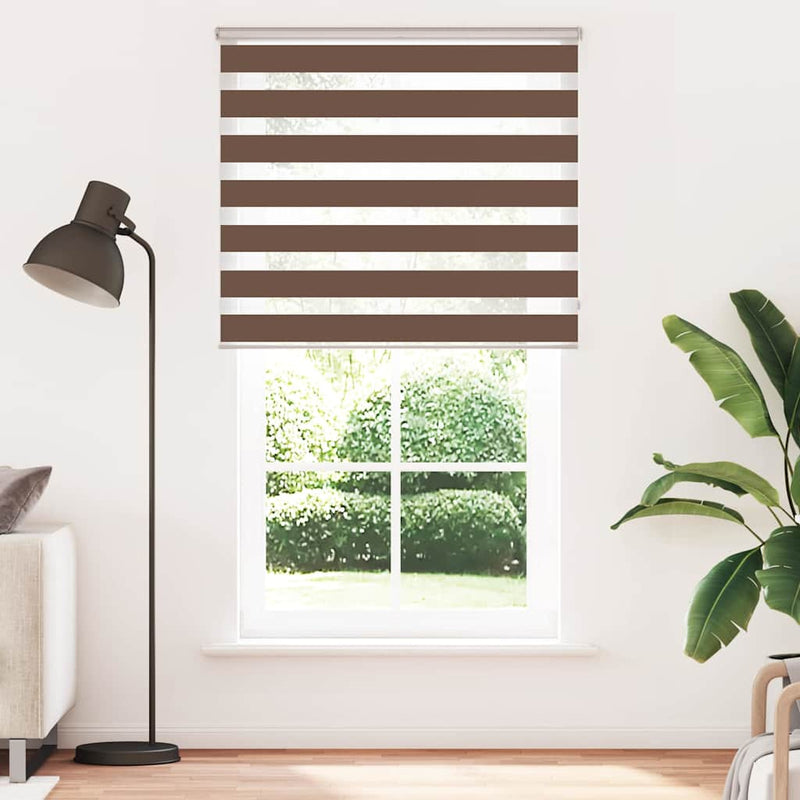 Load image into Gallery viewer, Vidaxl zebra rolgordijn 120x230 cm stofbreedte 115,9cm polyester bruin
