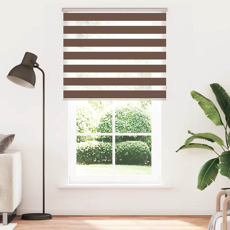 Load image into Gallery viewer, Vidaxl zebra rolgordijn 135x230 cm stofbreedte 130,9cm polyester bruin
