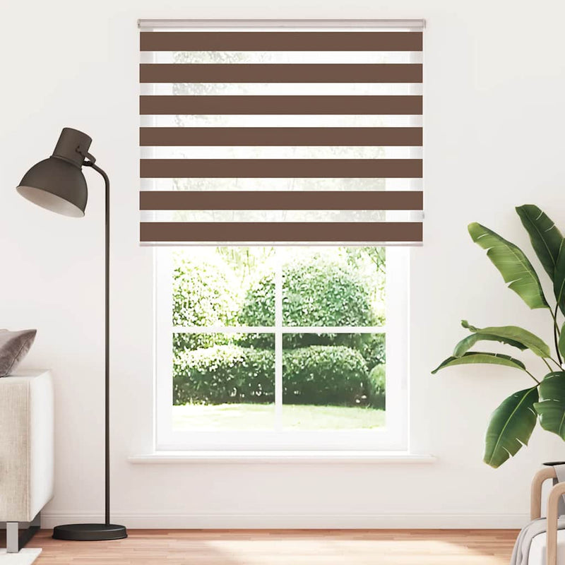 Load image into Gallery viewer, Vidaxl zebra rolgordijn 145x230 cm stofbreedte 140,9cm polyester bruin
