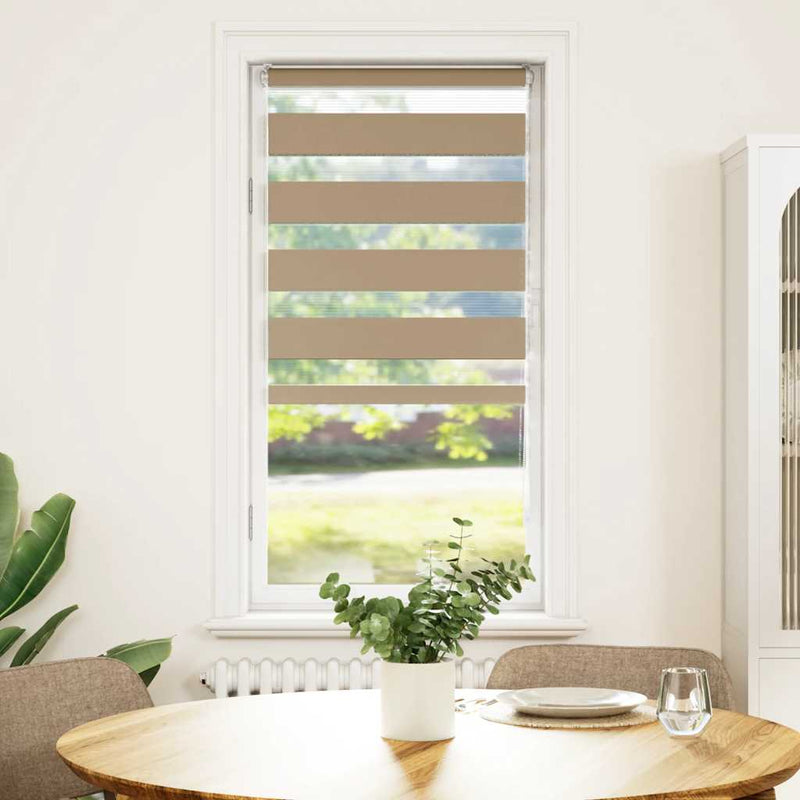 Load image into Gallery viewer, Vidaxl zebra blind zandbruin 65x100 cm stofbreedte 60,9 cm polyester
