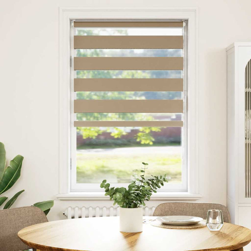 Afbeelding laden in galerijviewer, Vidaxl zebra blind 75x100 cm stofbreedte 70,9 cm polyester zandbruin
