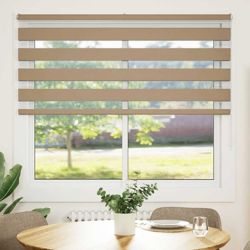 Afbeelding laden in galerijviewer, Vidaxl zebra blind 155x100 cm stofbreedte 150,9 cm polyester zandbruin
