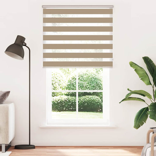 Vidaxl zebra blind 130x200 cm stofbreedte 125,9 cm polyester zandbruin