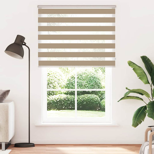 Vidaxl zebra blind 140x200 cm stofbreedte 135,9 cm polyester zandbruin