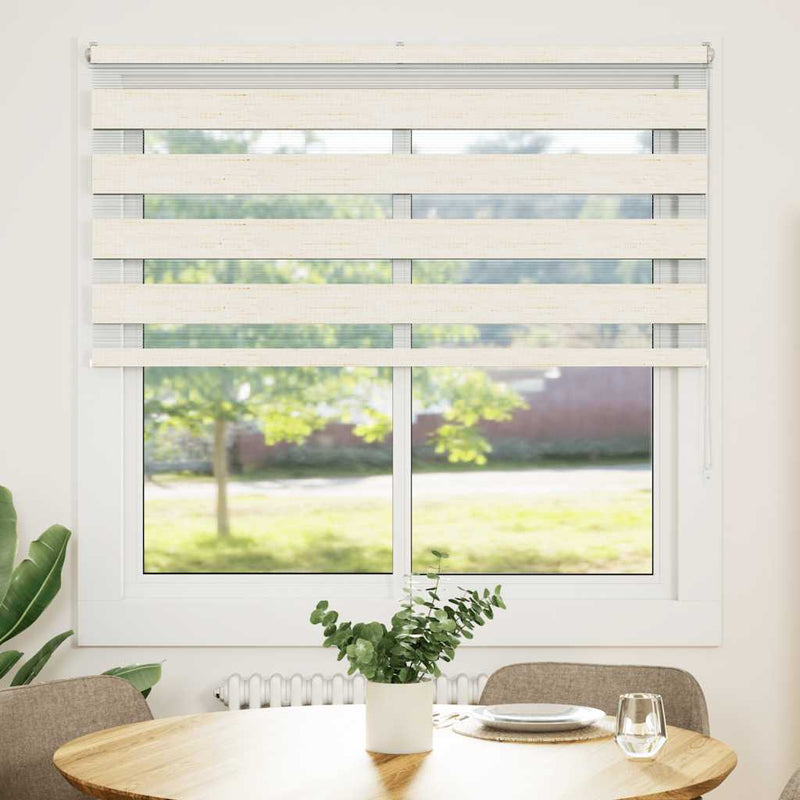 Afbeelding laden in galerijviewer, Vidaxl zebra rolgordijn 140x150 cm stofbreedte 135,9cm marmerbeige
