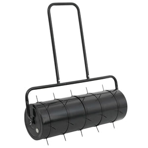 Vidaxl gazonroller trekbaar met beluchtingsklemmen 63 l ijzer en staal zwart