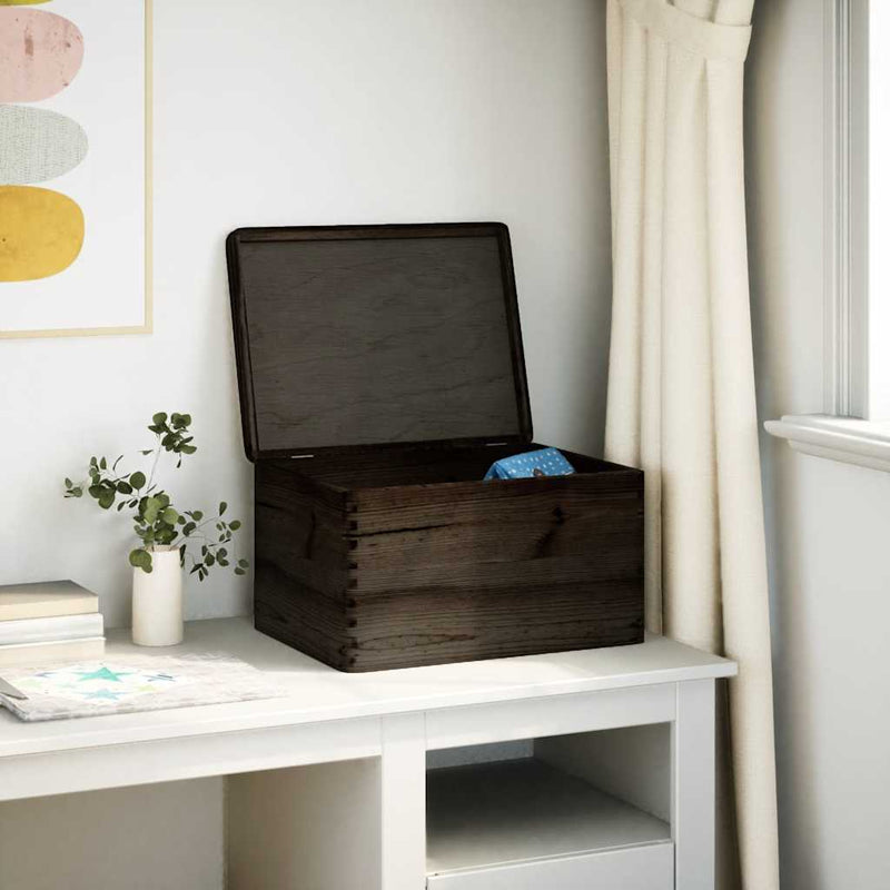 Load image into Gallery viewer, Vidaxl houten kist met deksel 40x30x23 cm massief grenenhout zwart
