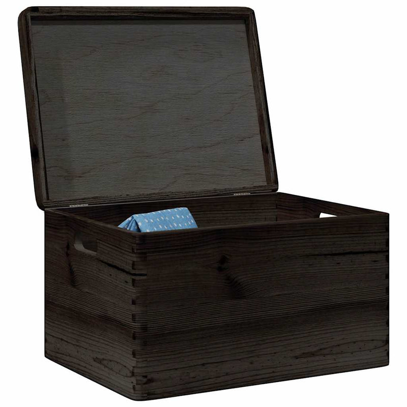 Load image into Gallery viewer, Vidaxl houten kist met deksel handvatten 40x30x23cm grenenhout zwart
