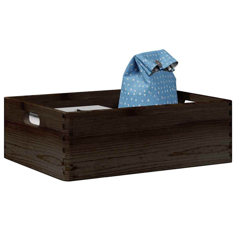 Load image into Gallery viewer, Vidaxl houten kist met handvatten 40x30x13 cm massief grenenhout zwart
