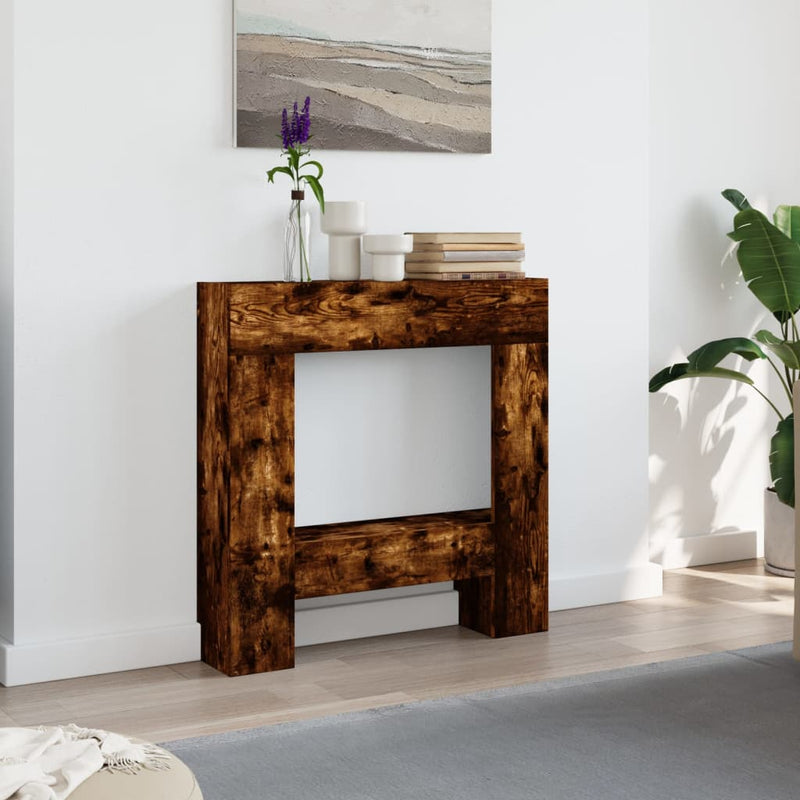 Afbeelding laden in galerijviewer, Vidaxl haardombouw 81x18x82 cm bewerkt hout gerookt eikenkleurig
