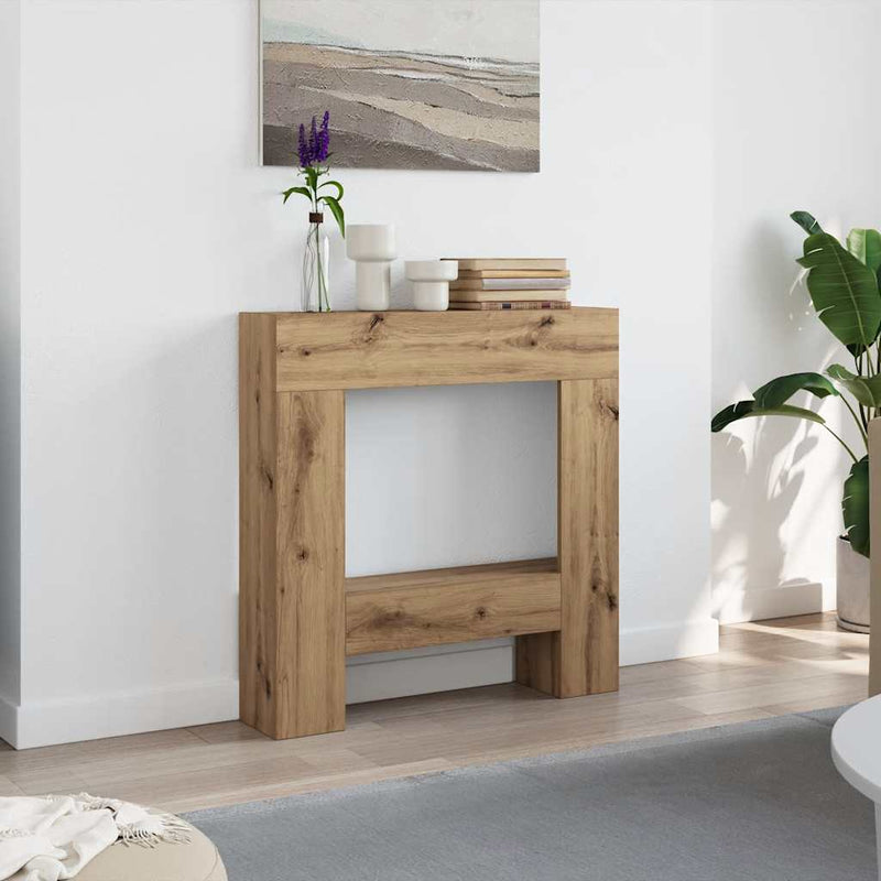 Afbeelding laden in galerijviewer, Vidaxl haardombouw 81x18x82 cm bewerkt hout artisanaal eikenkleurig
