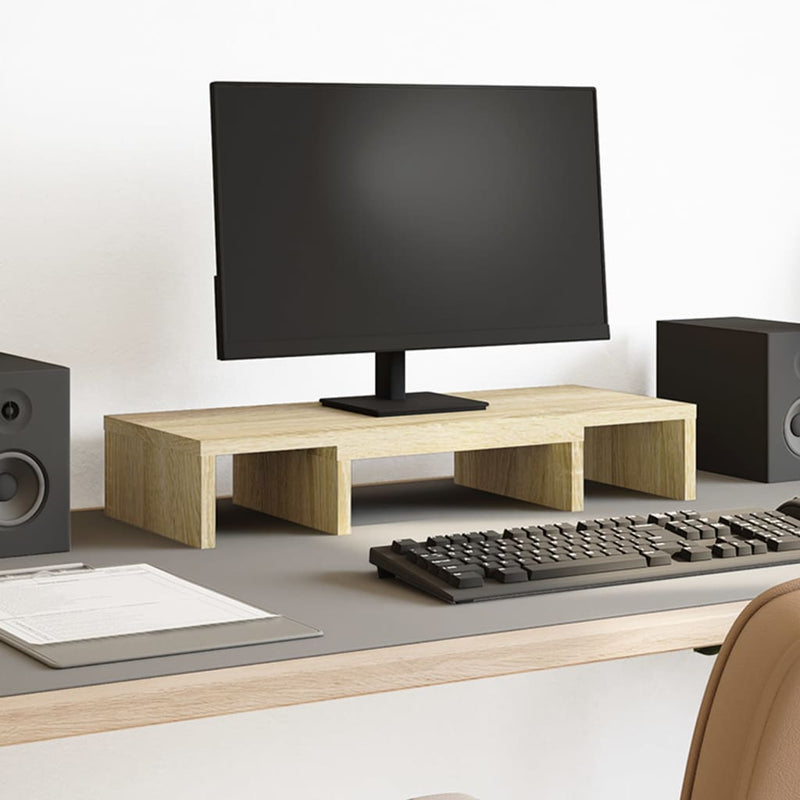 Load image into Gallery viewer, Vidaxl monitorstandaard verstelbaar 60x24x10,5 cm hout sonoma eiken
