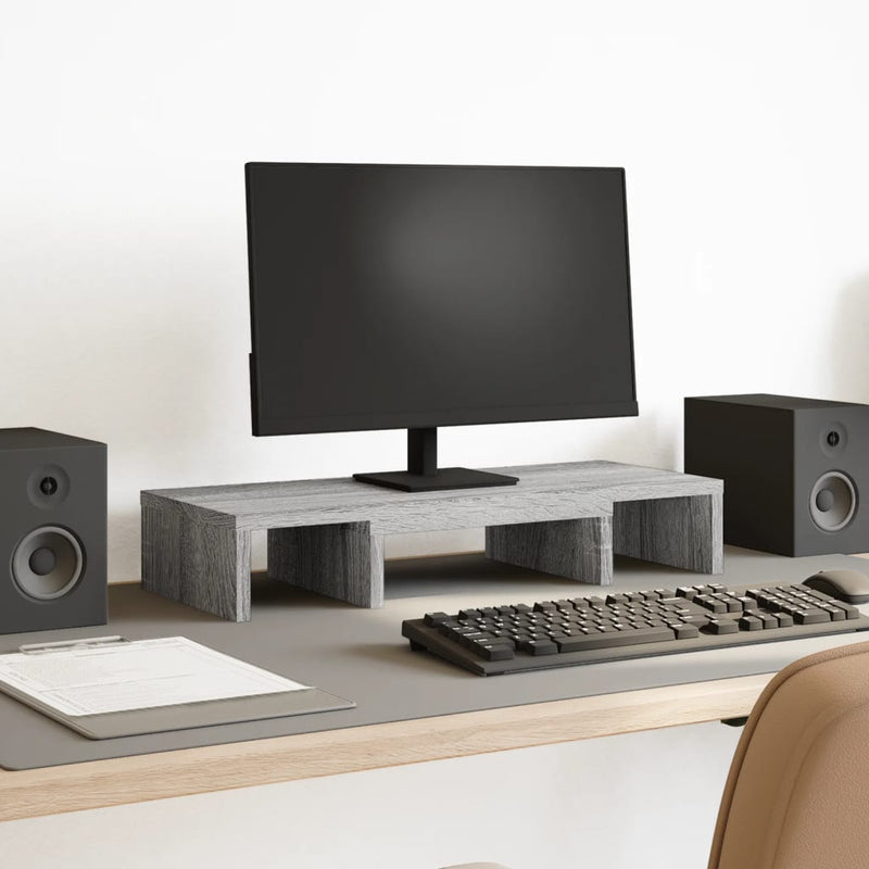 Load image into Gallery viewer, Vidaxl monitorstandaard verstelbaar 60x24x10,5 cm hout grijs sonoma

