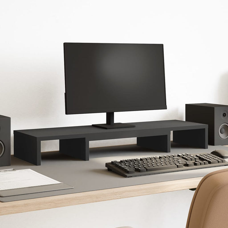 Load image into Gallery viewer, VidaXL Monitorstandaard verstelbaar 80x24x10,5 cm bewerkt hout zwart
