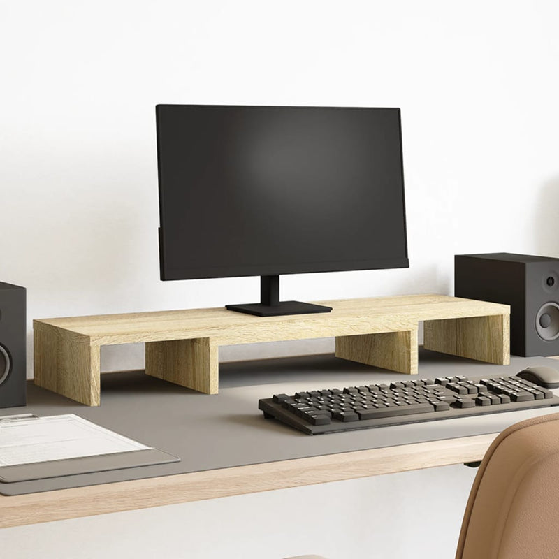 Load image into Gallery viewer, Vidaxl monitorstandaard verstelbaar 80x24x10,5 cm hout sonoma eiken
