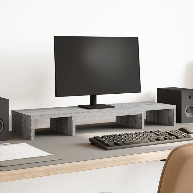 Load image into Gallery viewer, Vidaxl monitorstandaard verstelbaar 80x24x10,5 cm hout grijs sonoma

