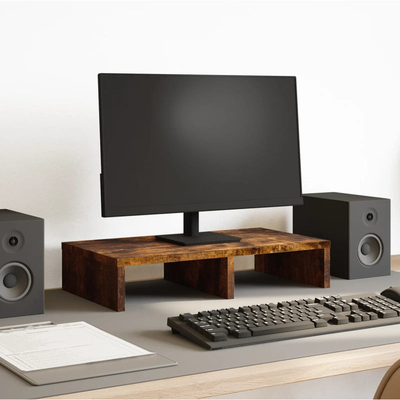 Load image into Gallery viewer, Vidaxl monitorstandaard 50x27x10 cm bewerkt hout gerookt eikenkleurig

