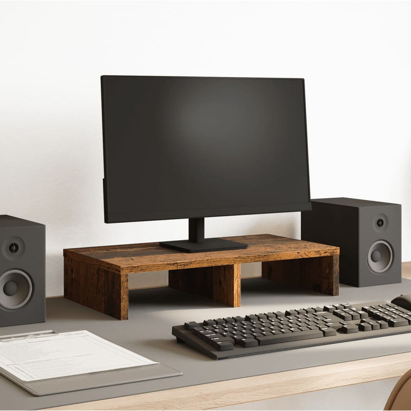 Load image into Gallery viewer, Vidaxl monitorstandaard 50x27x10 cm bewerkt hout oud houtkleurig
