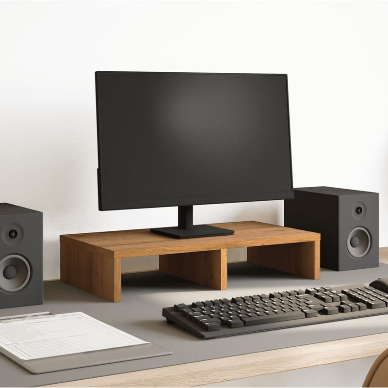 Load image into Gallery viewer, Vidaxl monitorstandaard 50x27x10 cm bewerkt hout artisanaal eikenkleur
