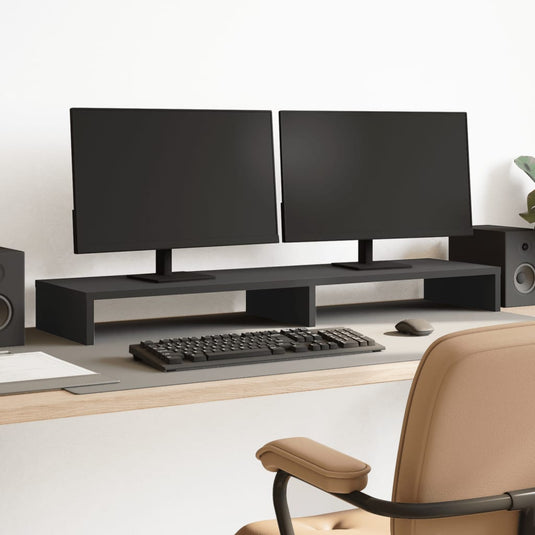 Vidaxl monitorstandaard 100x27x10 cm bewerkt hout zwart