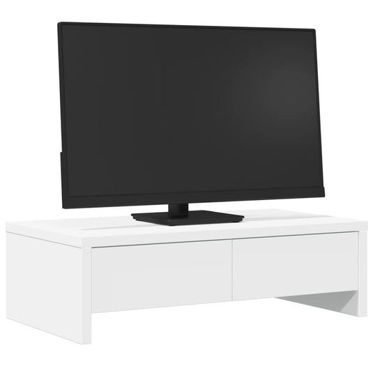 Vidaxl monitorstandaard met lades 50x27x15 cm bewerkt hout wit