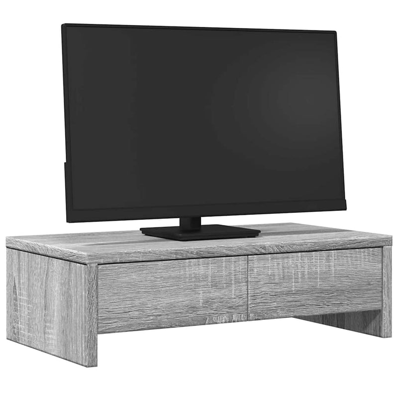 Load image into Gallery viewer, Vidaxl monitorstandaard met lades 50x27x15 cm hout grijs sonoma eiken
