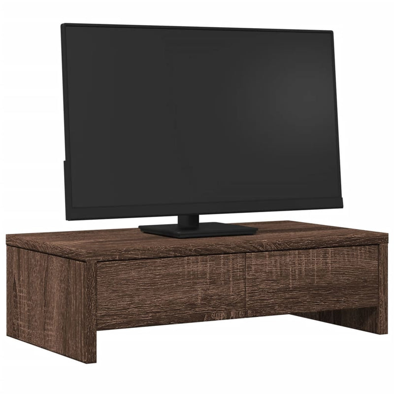Load image into Gallery viewer, Vidaxl monitorstandaard met lades 50x27x15 cm hout bruin eikenkleurig

