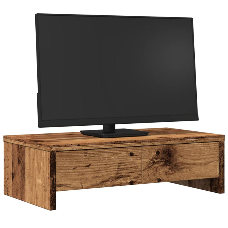 Load image into Gallery viewer, Vidaxl monitorstandaard met lades 50x27x15 cm bewerkt hout oud hout
