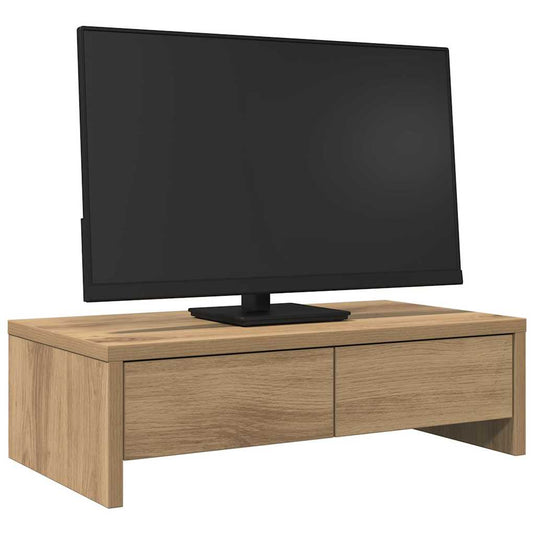 Vidaxl monitorstandaard met lades 50x27x15 cm hout artisanaal eiken