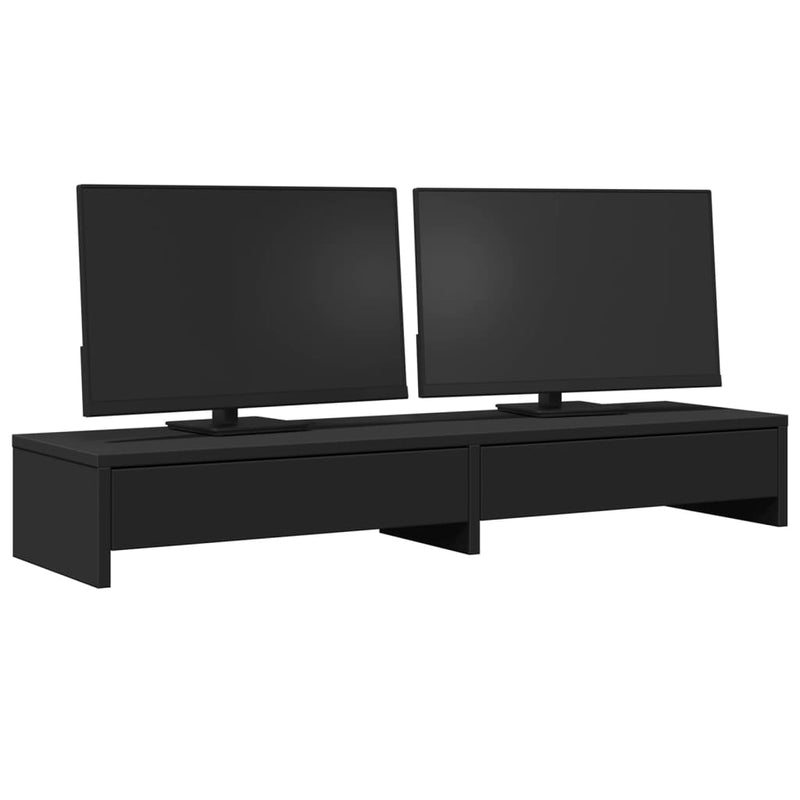 Load image into Gallery viewer, VidaXL Monitorstandaard met lades 100x27x15 cm bewerkt hout zwart
