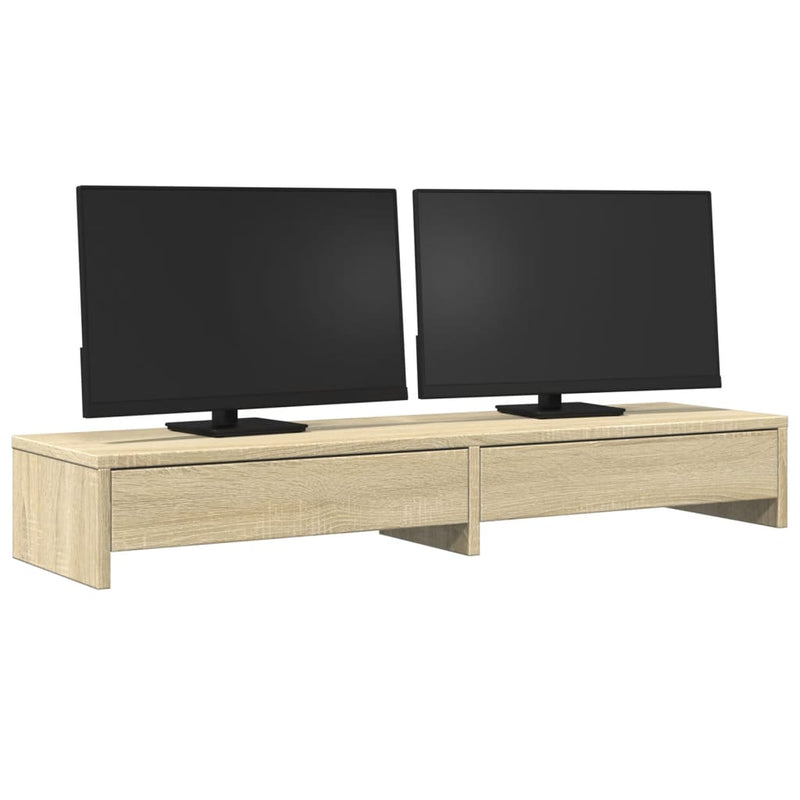 Load image into Gallery viewer, Vidaxl monitorstandaard met lades 100x27x15 cm hout sonoma eikenkleur
