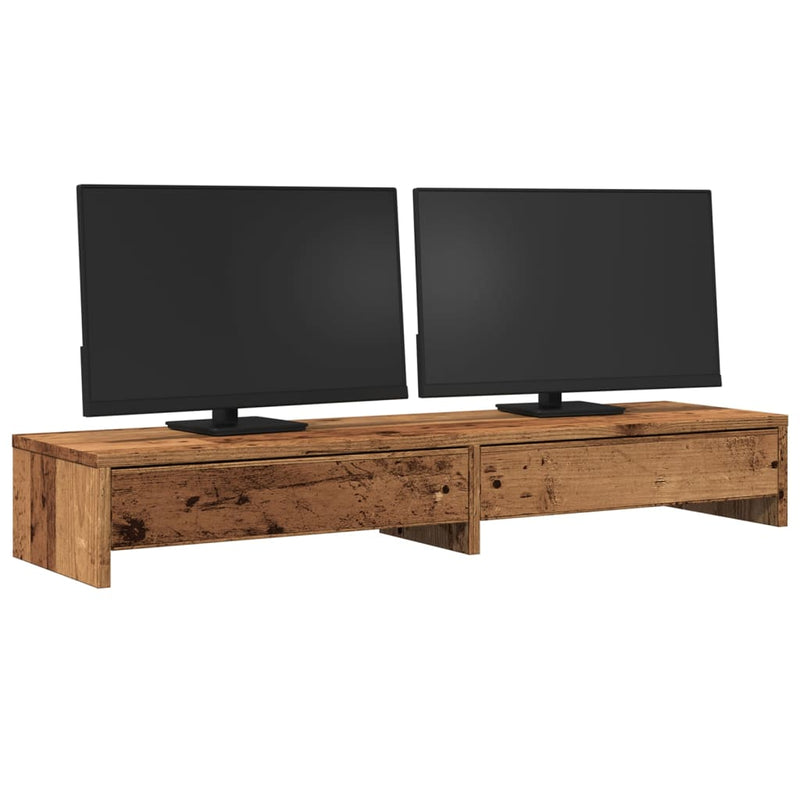 Load image into Gallery viewer, Vidaxl monitorstandaard met lades 100x27x15 cm hout oud houtkleurig

